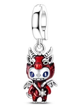 Sterling Silver Cute Little Red Demon Devil Dangle Charm